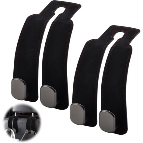 Ahlsen Gancho para reposacabezas de coche, soporte universal para gancho de asiento de coche, gancho para reposacabezas de asiento trasero de coche, colgador de accesorios interiores de coche (negro) (1/5)