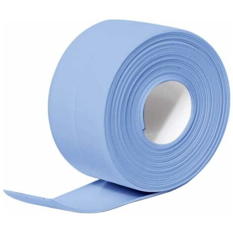 Ahlsen Pieza de baño Sellador de silicona Cinta de sellado Autoadhesiva Impermeable Tira de sellado de PE para baño Ducha Inodoro Cocina Fregadero Piso Protector de esquina de pared Azul (1/5)