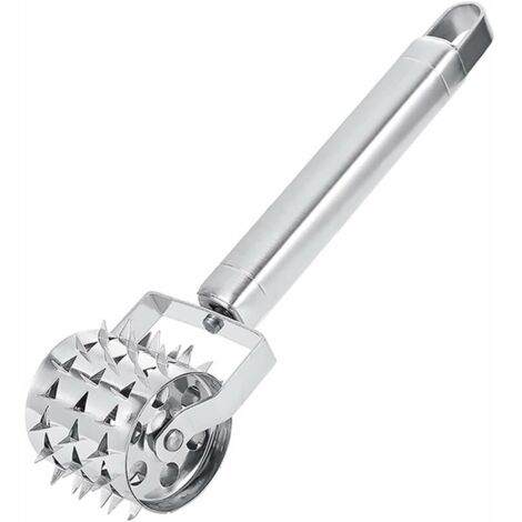 Ahlsen Ablandador de carne, martillo para carne de acero inoxidable plateado, ablandador de carne tipo rodillo, utilizado para filetes, chuletas de cerdo y otras salchichas (1/5)
