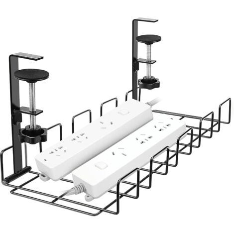 Ahlsen Bandeja pasacables debajo del escritorio, sin taladrar, bandeja portacables con abrazadera, pasacables debajo del escritorio, bandeja portacables para gestión de cables, para oficina, hogar (1/5)