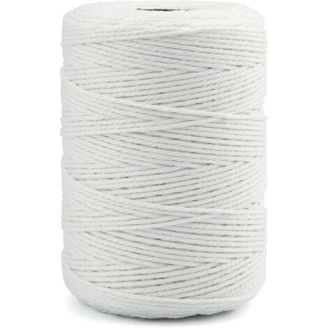 Ahlsen Cuerda de macramé de algodón, cordón blanco de 2mm x 200m para manualidades, cocina, embalaje para atar carne (1/5)