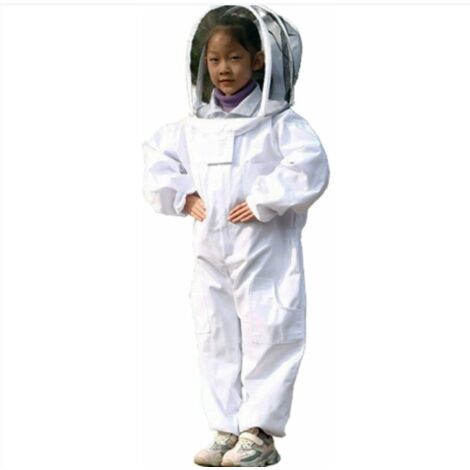 Ahlsen Ropa de apicultor blanca - Ropa protectora de apicultor para niños - Talla L 1,3 metros, adecuada para un peso de 20 a 50 kg