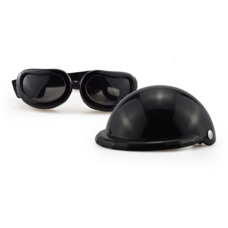 Ahlsen Conjunto de gafas para casco de perro, casco para mascotas, gafas de sol, sombrero protector ajustable para motocicleta y perro