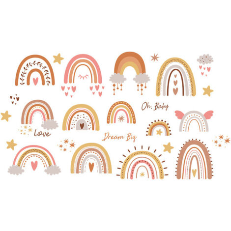 Un conjunto de pegatinas de pared con estrellas y nubes de arcoíris para decorar salas de estar, dormitorios y oficinas. (1/5)