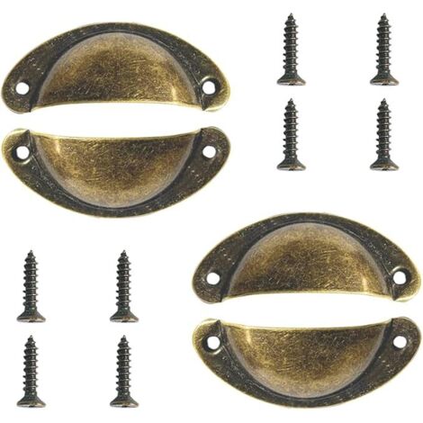 Ahlsen Tirador de concha, paquete de 4 tiradores de concha retro, tiradores para cajón, tiradores para muebles para armario, cajones (color bronce)