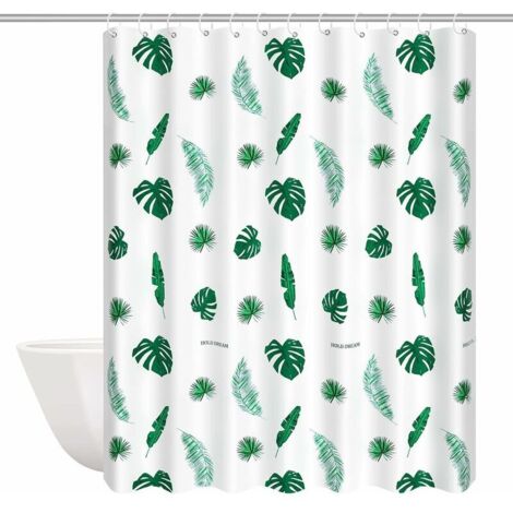 Ahlsen Cortina de Ducha Impermeable Antimoho - 180 x 200 cm - Lavable - Antibacteriana - (Verde-shuye) (1/4)