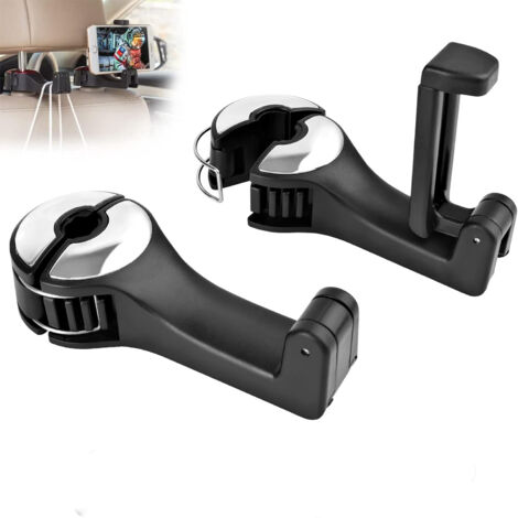 Ahlsen ganchos para reposacabezas de coche, 2 y 1 ganchos para asiento de coche con soporte para teléfono móvil, gancho universal para coche, para colgar ropa, bolsos (1/5)