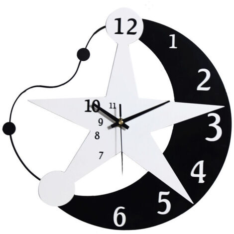 Ahlsen Péndulo de pared silencioso Marco creativo en forma de luna Reloj de pared de cuarzo Reloj de péndulo moderno Reloj de pared Decoración del hogar para sala de estar Cocina Dormitorio (1/5)
