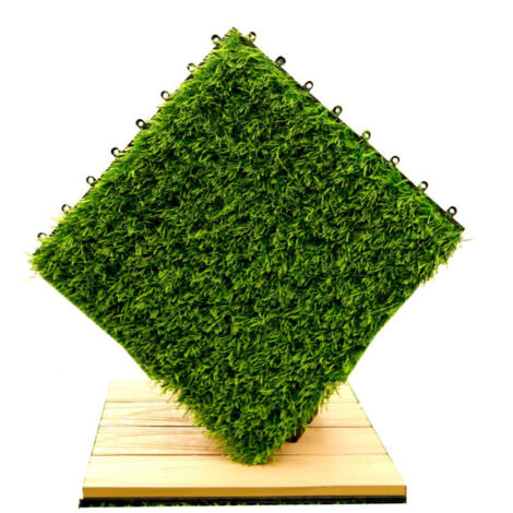 Losetas de césped artificial de 30 x 30 cm, losetas de césped sintético grueso, esterilla autodrenante, para uso interior y exterior, terraza, balcón, jardín