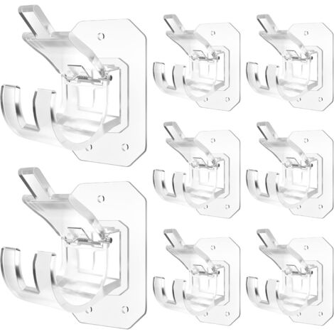 Paquete de 8 soportes para barras de cortina sin perforar, ganchos autoadhesivos para barras de cortina sin perforar. (1/5)