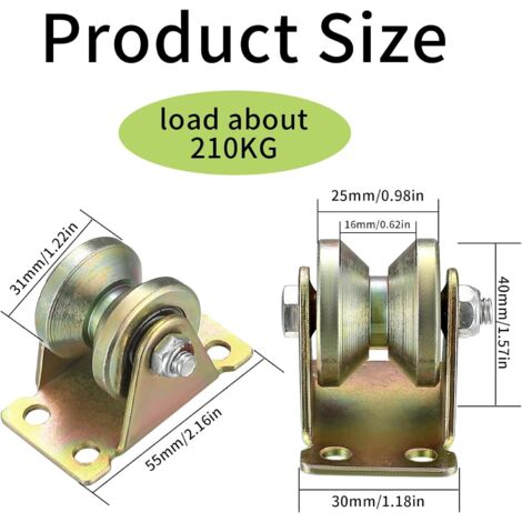 Produktbild von QUARKZMAN U-Nut-Rollen 2er Set – 48 Mm, 304 Edelstahl, Doppellager, Für Schiebetore, Industrie, Schienen & Carports