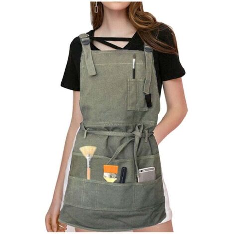 Schürze, professionelle Schürze aus Segeltuch mit Taschen für Damen, Herren, Erwachsene, verstellbar, Kaffee, Milch, Tee, Friseursalon, Florist, Restaurant, Bar, Herren und Damen, Arbeitskleidung (1/5)