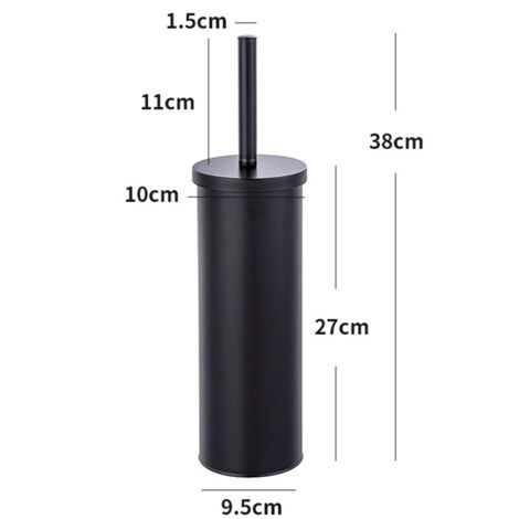 Geschlossene Toilettenbürste, geschlossener Design-Toilettenbürstenhalter mit schwarzer Toilettenbürste und auswechselbarem Toilettenbürstenkopf Ø 9,5 cm, Stahl, (1/4)