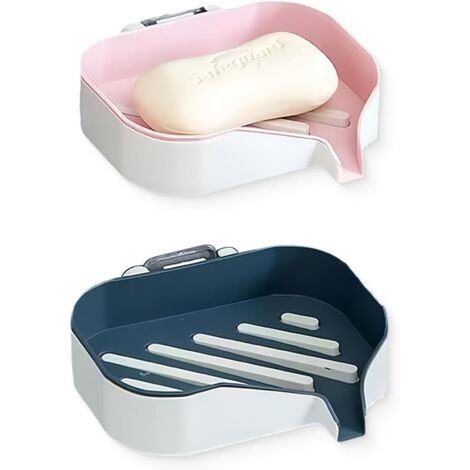 Seifenschale mit Abfluss, 2 Stück Seifenschale für Badezimmer, Duschseifenschale ohne Bohren, Abnehmbare Seifenbox (1/5)