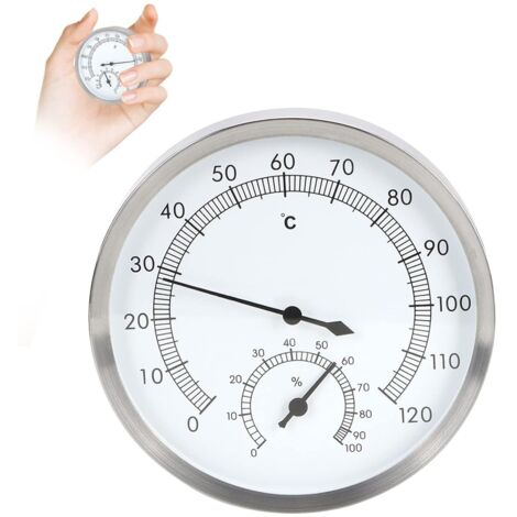 Analoges Thermo-Hygrometer, 2-in-1-Thermometer-Hygrometer aus Edelstahl, Thermo-Hygrometer-Ausrüstungszubehör für Haus, Büro, Garten, Innensauna (1/5)