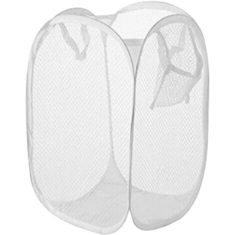2er-Pack hängender Wäschekorb, faltbarer Schmutzwäschesack, faltbare Wäschekörbe aus Netzgewebe, Wäschesammler, zusammenklappbarer Wäschekorb für Schrank, Wohnheim, Schlafzimmer, Badezimmer (weiß)