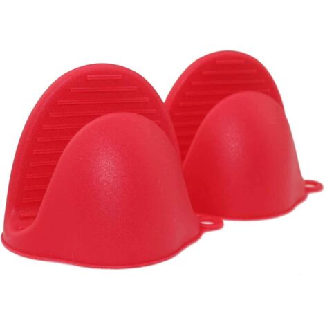 (Rot, 2er-Pack) Ofenhandschuhe aus Silikon, gebrauchsfertig in Töpfen oder in der Küche als Topflappen oder Kuchenhalter, Ofenhandschuhe und Handschuhhalter (1/5)