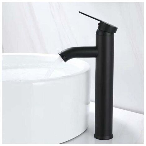 Waschtisch-Mischbatterie, Design mit hohem Auslauf, Einloch-Wasserhahn, für Aufsatzwaschbecken für Badezimmer in Chrom-Kupfer mit abnehmbarem Luftsprudler (1/5)