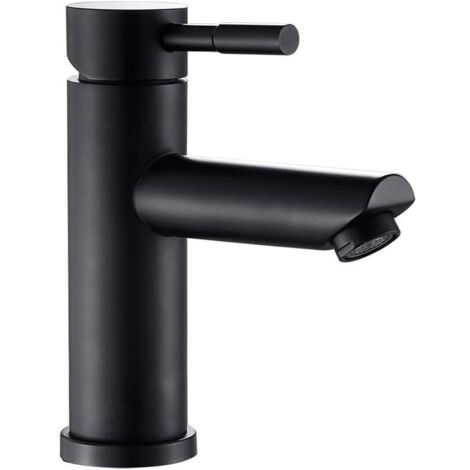 Miscelatore Monocomando Per Lavabo, Nero, In Ottone H59, Con Tubi Flessibili G1/3, Rubinetto Bagno Acqua Calda/fredda, Facile Installazione