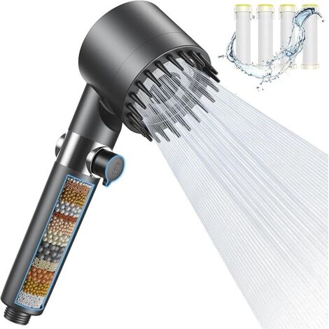 Soffione Doccia Con Filtro ALTHY | Alta Pressione Con Tecnologia Multistadio | Rimuove Cloro, Metalli Pesanti E Particelle | Include 1 Filtro + 4 Cartucce PP