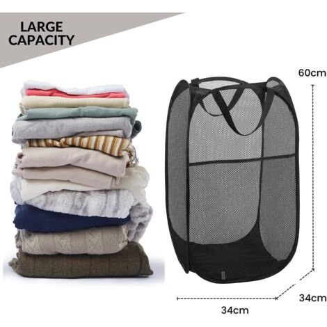 SAMMART Cesto Portabiancheria Pieghevole 42L - Contenitore Pop-up In Plastica Con Manici, Salvaspazio (Grigio)