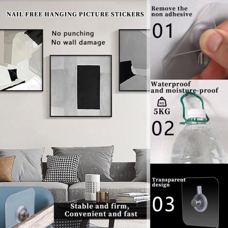 WYAN 26 Ganci Adesivi Trasparenti – 20 Singoli + 6 Doppi – Per Bagno, Cucina, Pareti – Appendere Asciugamani, Vestiti, Accessori