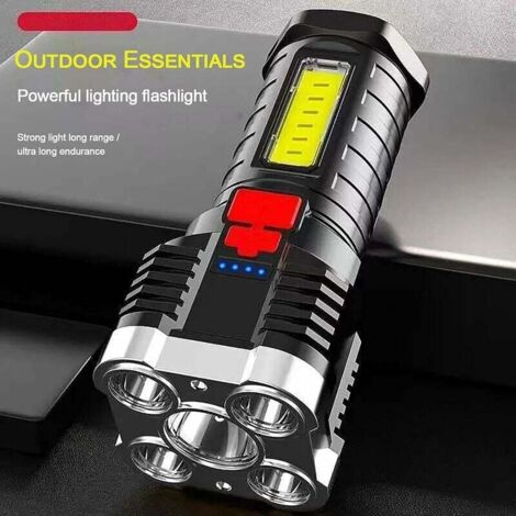 Torcia Ricaricabile A 7 LED, 4 Modalità, USB, Impermeabile, Portatile Per Campeggio Ed Emergenze