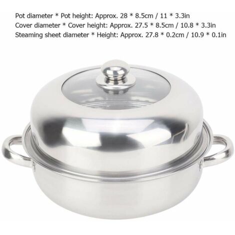 Pentola In Acciaio Inox Per Induzione 28 Cm Con Coperchio In Vetro, Rivestimento Antiaderente A Nido D'Ape, Antigraffio, 6 Litri