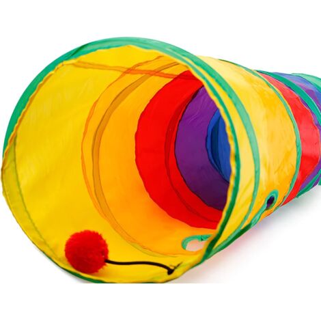 Tunnel Pieghevole Per Gatti Con Palla Sospesa – Gioco Nascondino Per Felini, Conigli E Furetti, Robusto E Salvaspazio, Colore Arancione