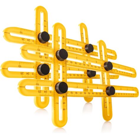 (2 piezas - Amarillo) 2X Medidor de ángulos - Multiángulo - Regla multifuncional de 8 lados - Herramienta de medición de ángulos - Rango de medición (1/5)