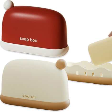 Jabonera de viaje, 2 piezas, resistente al agua, sólida para baño, con drenaje (1/5)