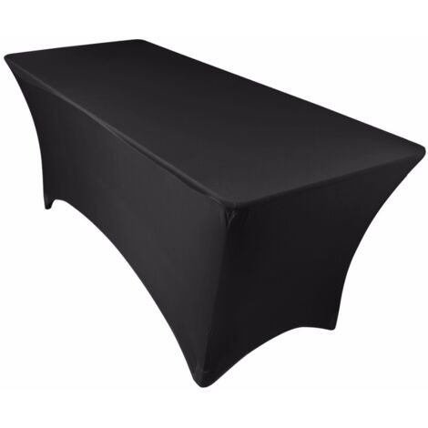 Funda de mesa plegable de 183 cm, color negro, elástica, ideal para clubes y restaurantes. (1/5)