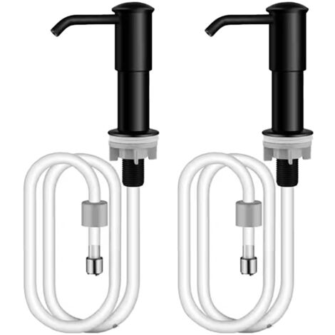 Dispensador de jabón de cocina con manguera de extensión de silicona de 1,25 m, dos unidades, para fregadero de cocina bajo encimera, color negro (1/5)