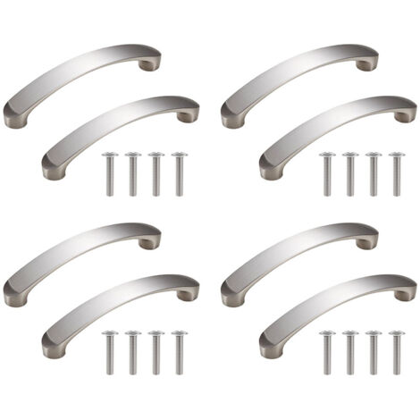 8 tiradores de aluminio para puertas de armarios de cocina (96 mm), color plateado, con tornillos para muebles de salón. (1/5)