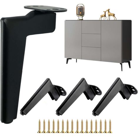 4 patas de metal para muebles, patas de repuesto modernas para sofá, mesa de centro, mueble de TV y baño (con tornillos, 15 cm, negras) (1/5)