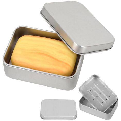 Juego de 2 jaboneras de viaje de aluminio macizo con escurridor extraíble para viajes y uso doméstico. (1/5)