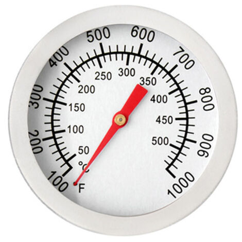 Termómetro para barbacoa, termómetro de horno de acero inoxidable, máx. 500 °C/1000 °F, termómetro con pantalla analógica para horno, horno de pizza y horno de leña.