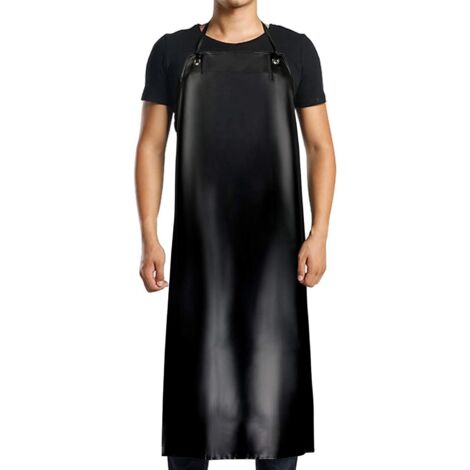 Delantal impermeable de PVC - 120x90 cm negro para hombres y mujeres Impermeable y resistente al aceite Adecuado para limpieza, trabajos de laboratorio, matanza, peluquería canina