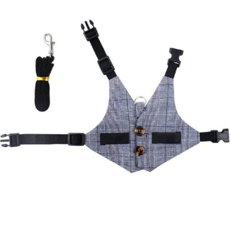 Rabbit Clothing Harness-M, conjunto de arnés y cinturón con botones decorativos, apto para animales pequeños (1/5)
