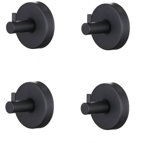 Gancho con ventosa para baño, toallero resistente, percha de cocina, gancho de ducha de pared con ventosa de acero inoxidable, albornoz, perchero, no requiere taladro, negro 4 piezas (1/4)