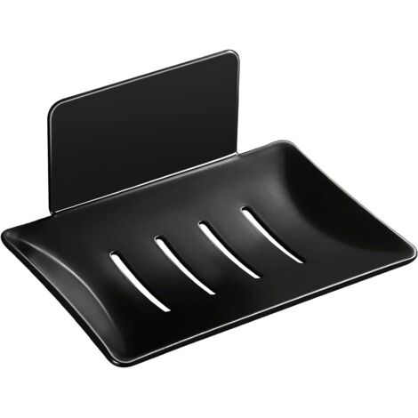 Jabonera de pared sin perforación, jabonera de ducha de acero inoxidable, jabonera autoadhesiva de acero inoxidable para guardar esponjas, cepillos de jabón para baño, cocina, balcón (negro) (1/5)