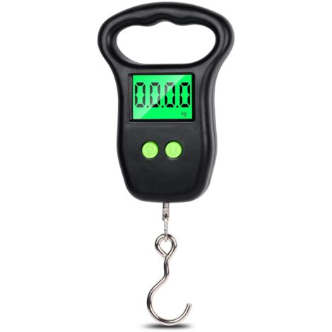 Báscula colgante digital de 50 kg, báscula para equipaje, analógica, con gancho, báscula de pesca de alta precisión con pantalla LCD y función de tara con un botón, báscula para equipaje, portátil (1/5)