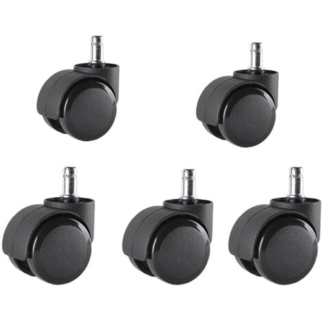 Juego de 5 ruedas para silla de oficina de 10 mm x 22 mm - Ruedas para suelos duros de hasta 175 kg - Ruedas para sillas giratorias - Instalación sencilla sin herramientas (1/5)