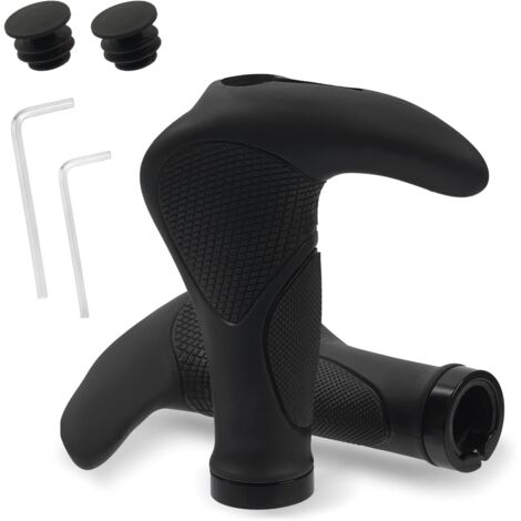 Manillar de bicicleta (22,2 mm), agarre ergonómico antideslizante con bloqueo de aluminio, manija de tope de bicicleta, para bicicleta eléctrica/bicicleta de combate/MTB/bicicleta de ciudad