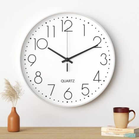 Reloj de pared moderno y silencioso de 30 cm (12 pulgadas) (carácter blanco y negro) (1/5)