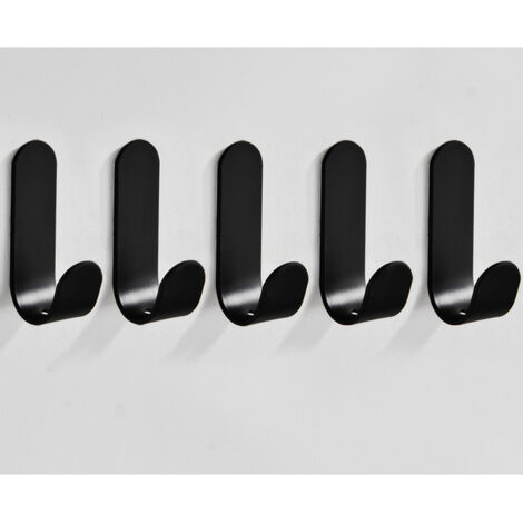 5 ganchos adhesivos de pared para toallas de cocina y baño, sin dejar rastro, montaje en pared sin taladrar, color negro (1/5)
