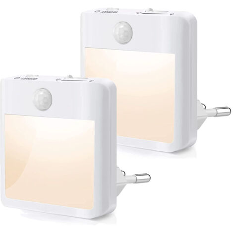 Dos luces nocturnas enchufables, luces LED con sensor regulables, luz blanca cálida de 3500K, adecuadas para dormitorios, pasillos, cocinas y salas de estar [Clasificación de eficiencia energética A] (1/5)