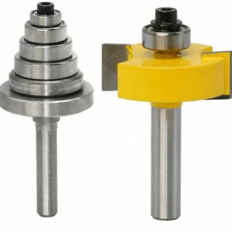 Broca de rebajado con vástago de 8 mm y 6 rodamientos para múltiples profundidades (28,6 mm, 22,2 mm, 19,05 mm, 15,9 mm, 12,7 mm y 9,52 mm) Herramienta para carpintería (1/5)