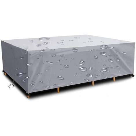 (180 x 120 x 74 cm, plata) Funda impermeable para muebles de patio, funda para muebles de tela Oxford 210D con cuerda y cerradura (1/5)