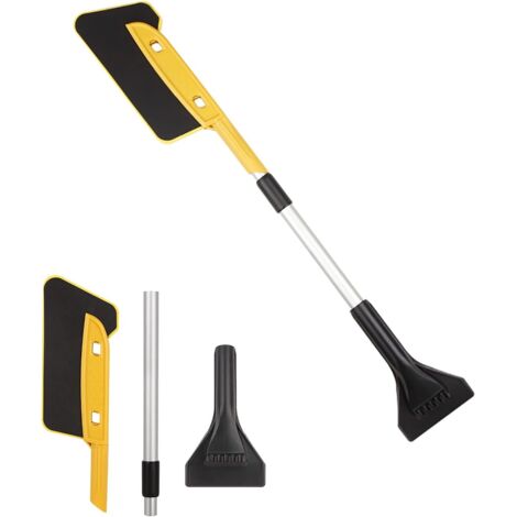 Raspador de hielo negro para quitar la nieve del parabrisas, cepillo de pelo de EVA desmontable, pala de nieve para parabrisas de ABS para automóviles, camionetas, SUV con bolsa de almacenamiento